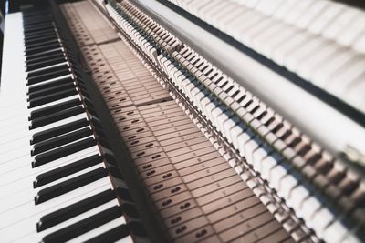 High angle view of piano