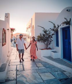 Couple on vacation at the greek islands santorini 