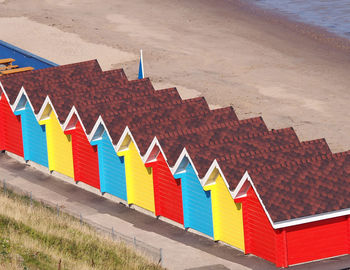 Multi colored umbrellas on beach
