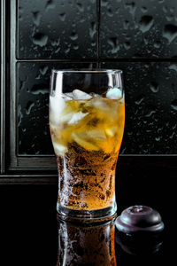 Close-up of beer in glass