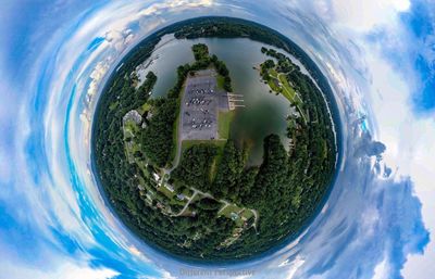 Digital composite image of building and sky