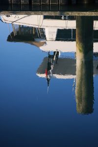 Upside down boat in sea