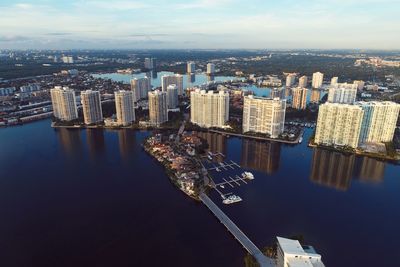 High angle view of buildings in city