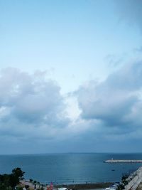 Scenic view of sea against cloudy sky