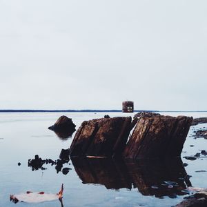 Scenic view of sea against clear sky