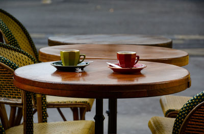 Close-up of coffee cup on table