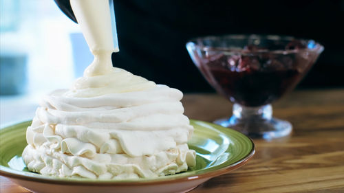 Close-up of ice cream on table