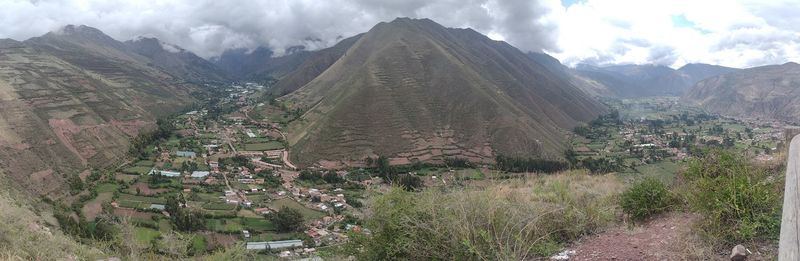 Scenic view of mountains against sky