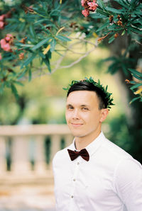 Portrait of cute boy looking away