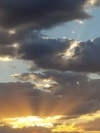 Low angle view of sky at sunset