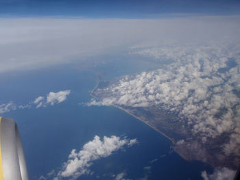 Aerial view of clouds over blue sky