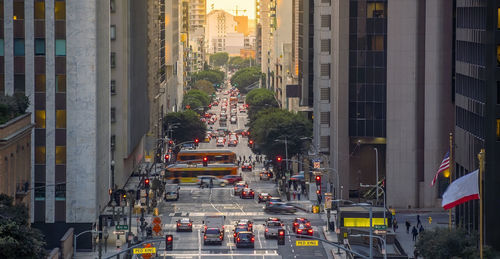 High angle view of traffic on city street