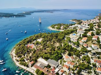 Aerial view of the coast in hvar, croatia