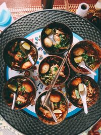 High angle view of food in plate