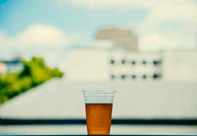 Close-up of beer on table