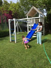 Boy playing in playground