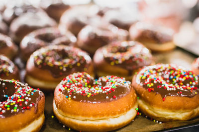 Close-up of donut in tray