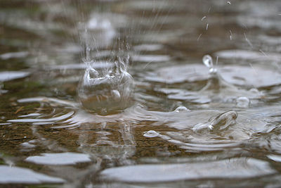 Close-up of water splashing in lake