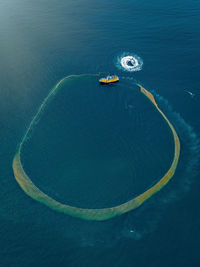 High angle view of boat in sea