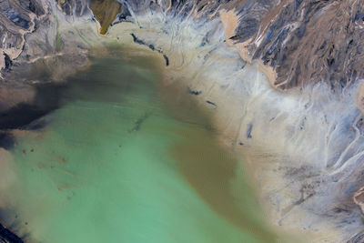 High angle view of water flowing through rocks