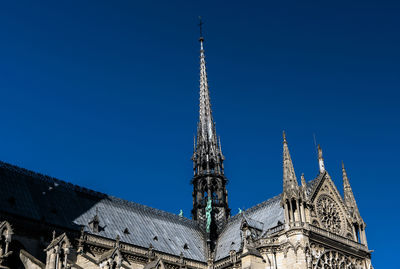 Low angle view of traditional building against blue sky