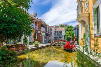 Canal amidst buildings against sky