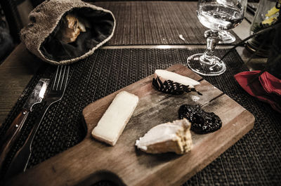 High angle view of food on table