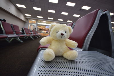 Close-up of stuffed toy at airport
