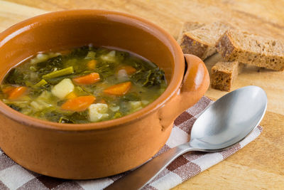 Close-up of soup in bowl