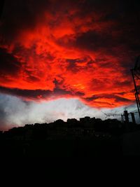 Silhouette of storm clouds at sunset