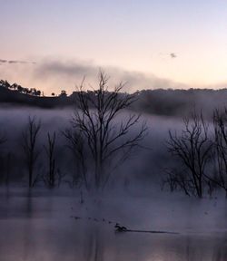Scenic view of lake against sky during winter
