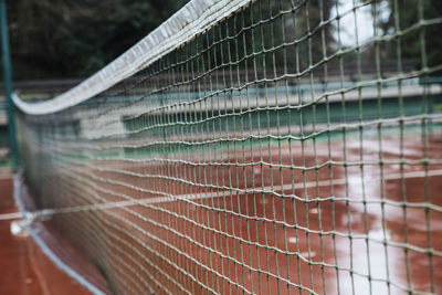 Net on tennis field