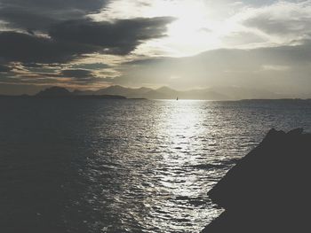 Scenic view of sea at sunset