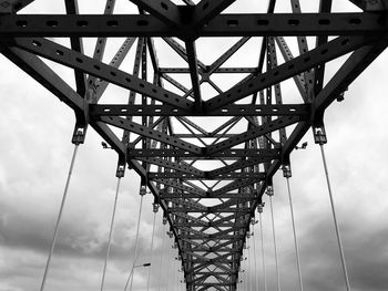 Low angle view of bridge against cloudy sky