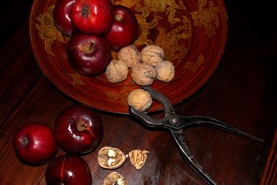 High angle view of fruits on table