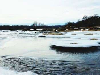 Scenic view of frozen lake against sky