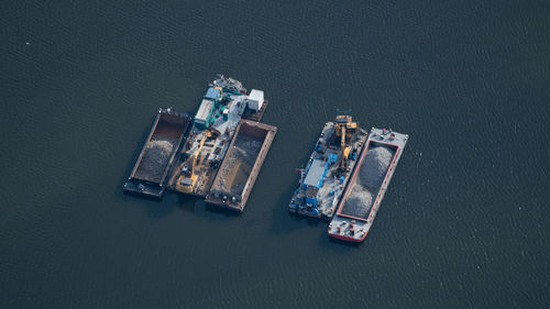 Aerial view of offshore platform in sea