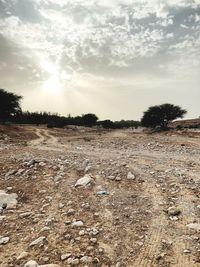 Scenic view of land against sky