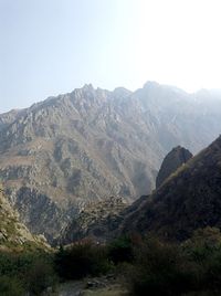 Scenic view of mountains against clear sky