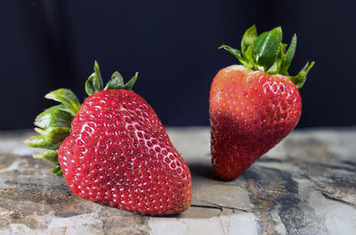 Close-up of strawberries on table