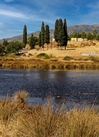 Scenic view of lake against sky