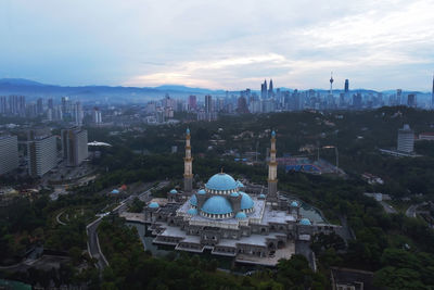 High angle view of buildings in city