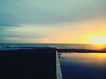 Scenic view of sea at sunset