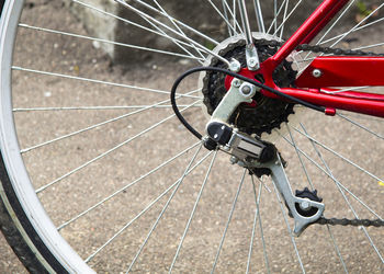 Close-up of bicycle gears on wheel