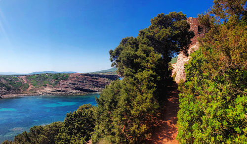 Scenic view of bay against sky