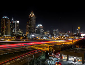 Illuminated city at night