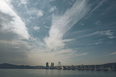 Scenic view of sea against cloudy sky