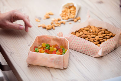 High angle view of food on table