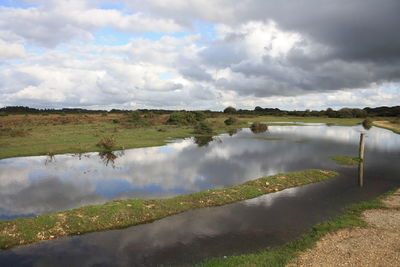 Scenic view of lake against sky