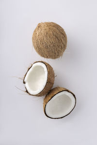 High angle view of bread on white background